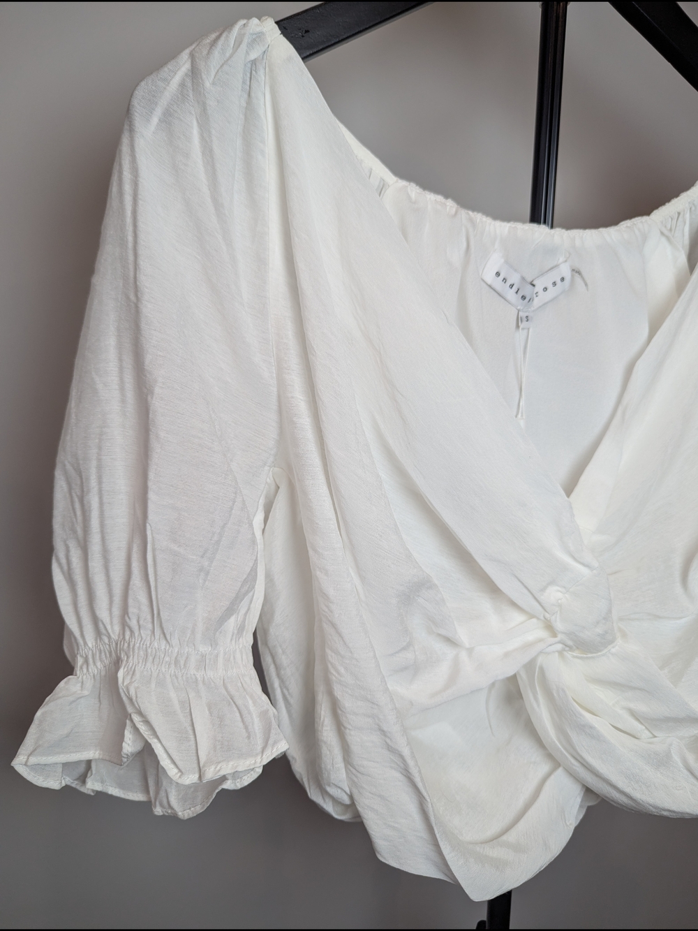 Endless Rose Women Size S Twist Front Blouse Balloon Whimsical Cottagecore - Picture 2 of 15